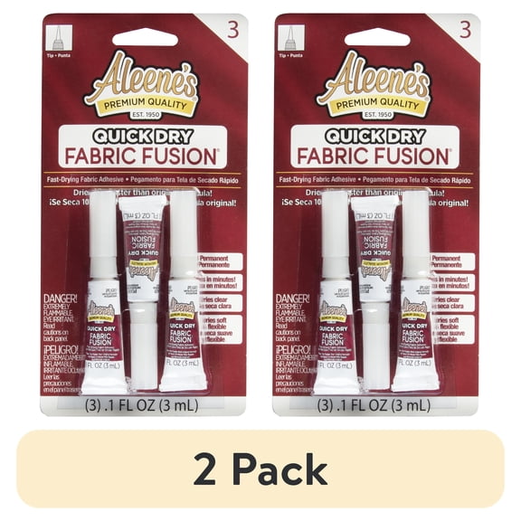 (2 pack) Aleene's Quick Dry Fabric Fusion Glue, .1 fl oz - 3 Pack, Dry Time 5 Minutes