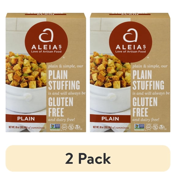 (2 pack) Aleia’s Gluten-Free Plain Stuffing Mix, 10 oz Box