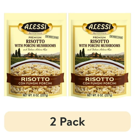 (2 pack) Alessi Risotto Con Funghi Porcini, 8 oz Bag, Allergens Not Contained