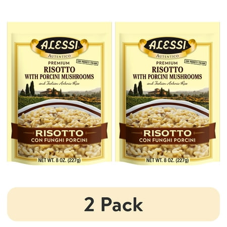 (2 pack) Alessi Risotto Con Funghi Porcini, 8 oz Bag, Allergens Not Contained