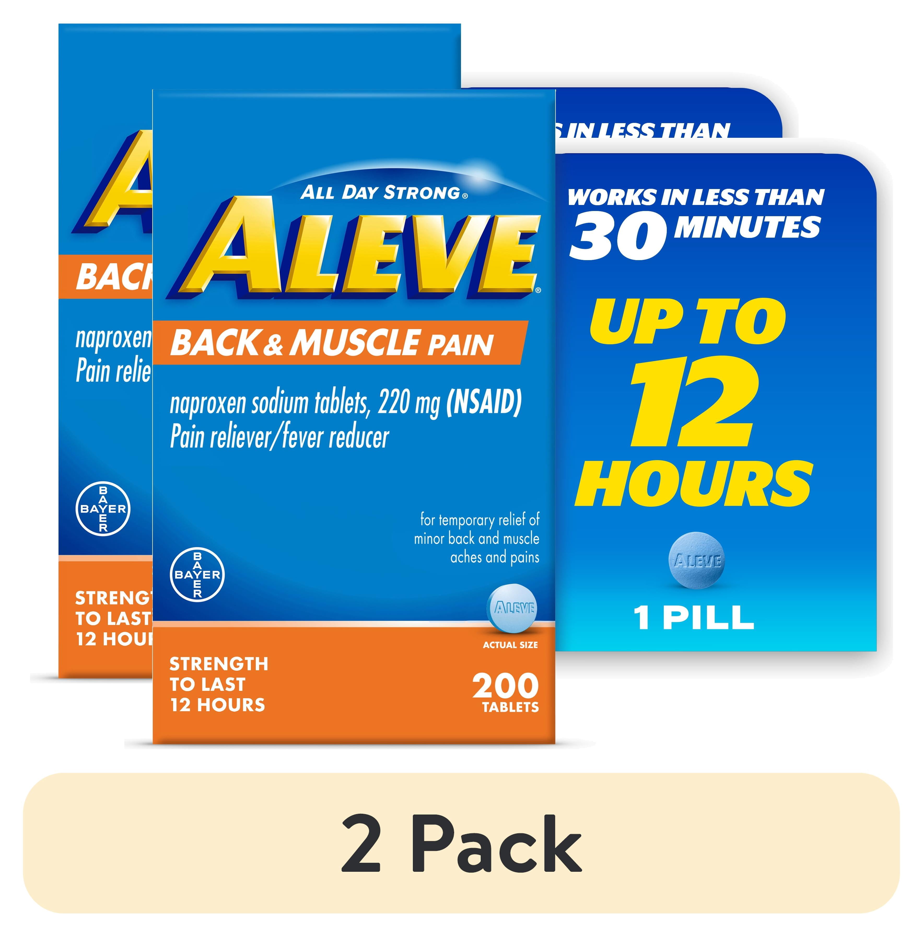(2 pack) Aleve Back & Muscle Pain Reliever Naproxen Sodium Tablets, 200 Count
