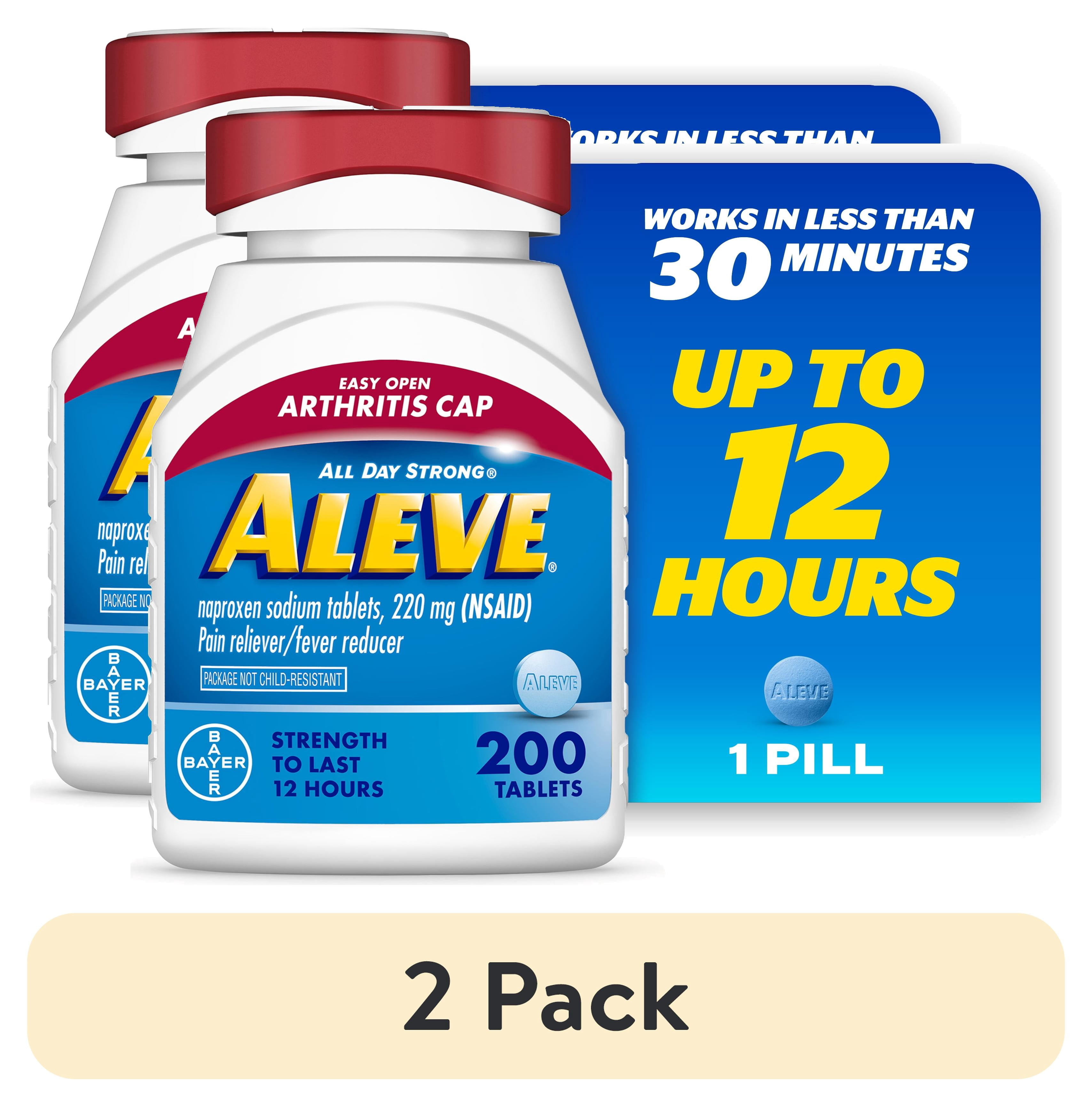 (2 pack) Aleve Pain Relief Tablets Easy Open Arthritis Cap, Naproxen Sodium, 200 Count