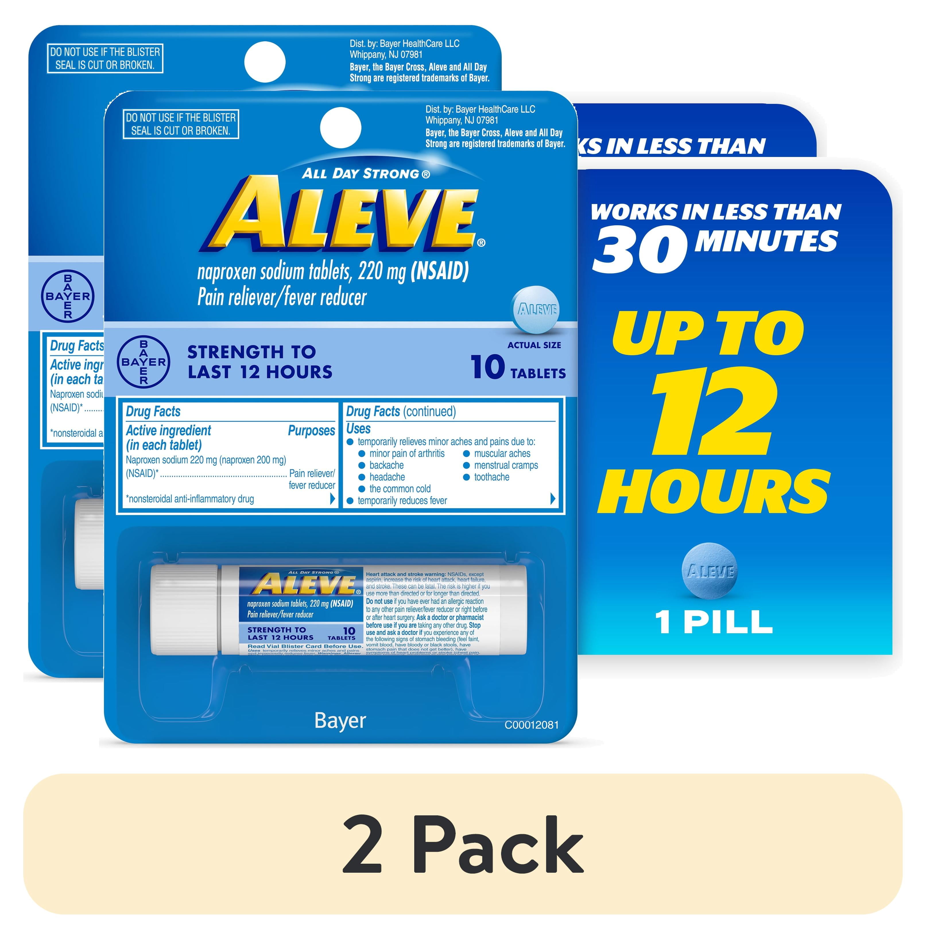 Aleve Tablets Naproxen Sodium Pain Reliever, 2pk, 10ct - Walmart.com