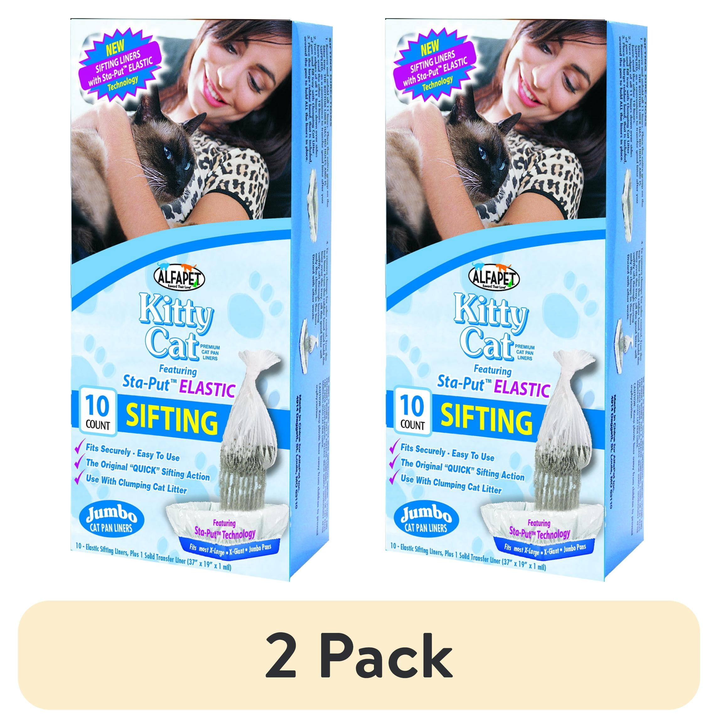 (2 pack) Alfa Pet Sta-Put Elastic Sifting Cat Pan Liners for Easy Cleaning