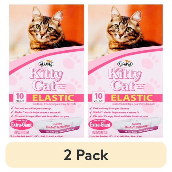 (2 pack) Alfapet, Kitty Cat Elastic Litter Box Liners, 10 Count