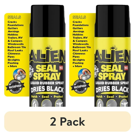 (2 pack) Alien Waterproof Sealant Spray Black Caulk 14 oz Liquid Rubber Seal Insulate for Indoor Outdoor