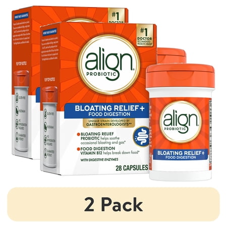 (2 pack) Align Probiotic, Bloating Relief + Digestion, Daily Probiotic Supplement, 28 Count
