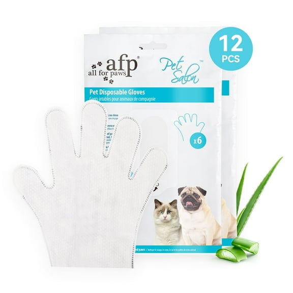 (2 pack) All For Paws Dog Grooming Wipes, Disposable Cat Glove Wipes, 12pcs