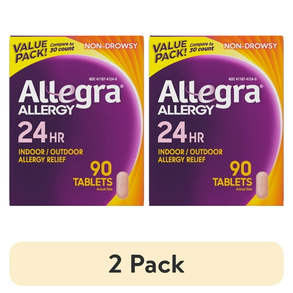 Allegra Adult 24-Hour Allergy Relief, Non-Drowsy Medicine, 180 mg Fexofenadine HCI, 90 Tablets