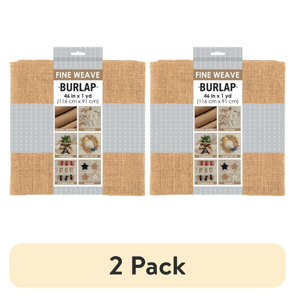 (2 pack) Allen Company Precut Natural Jute Burlap, Fine Weave, 46"W x 1-Yard, Natural