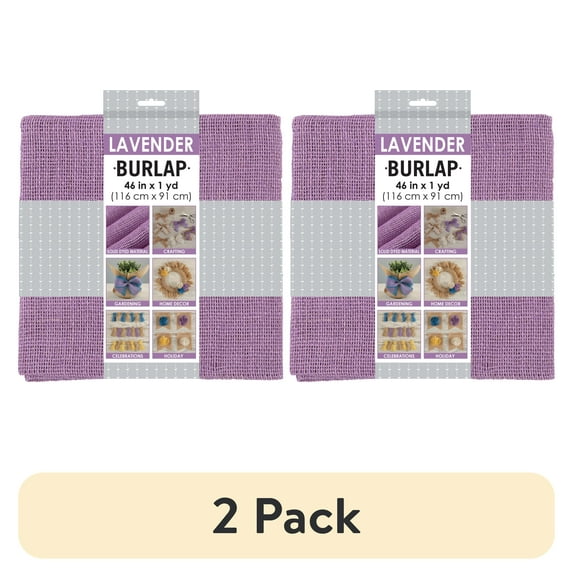 (2 pack) Allen Company Precut Natural Jute Burlap, Finished Edges, 46"W X 1-Yard, Lavender