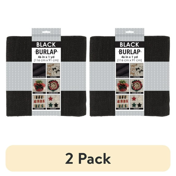 (2 pack) Allen Company Precut Natural Jute Burlap, Finished Edges, 46"W x 1-Yard, Black