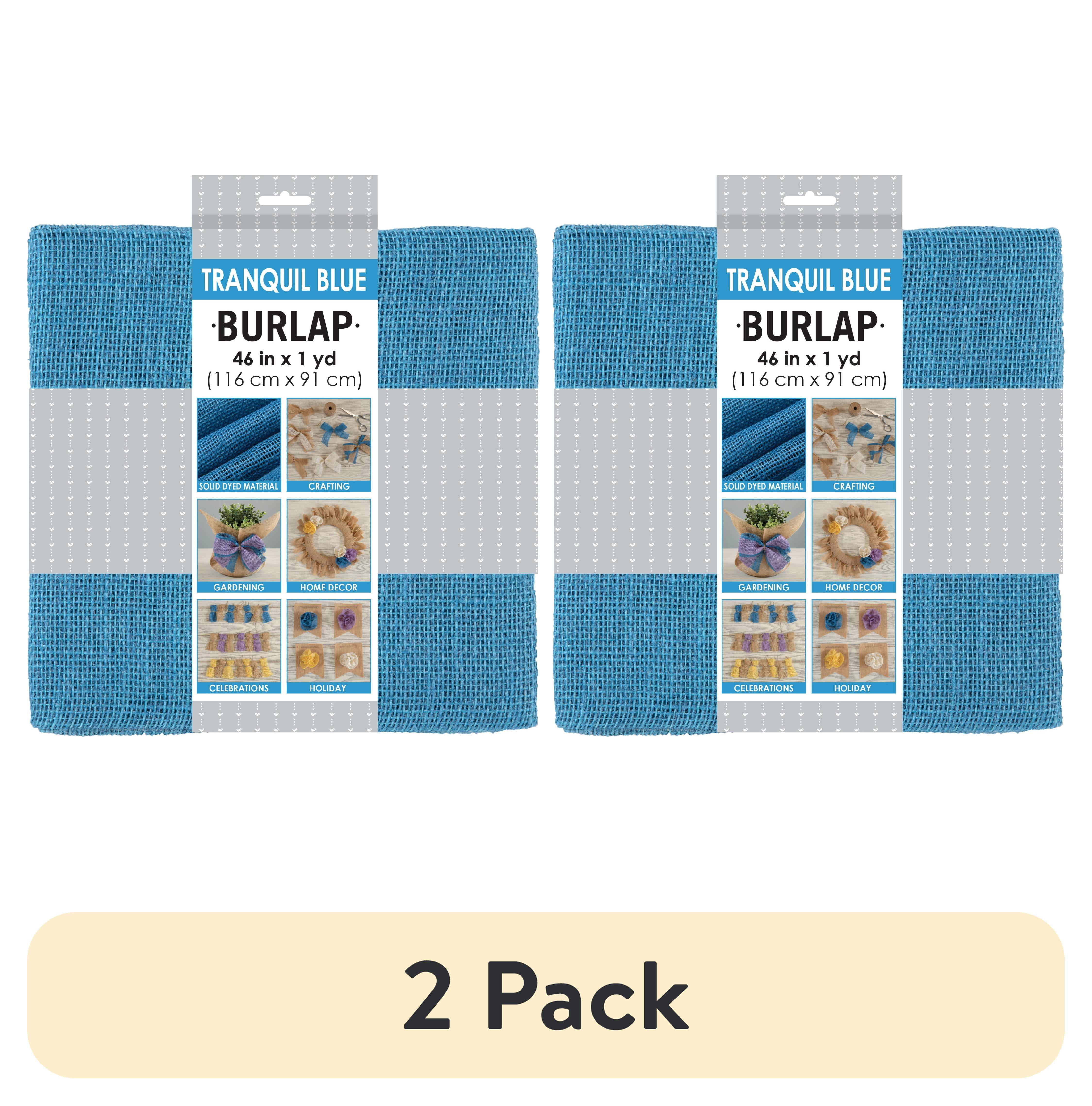 (2 pack) Allen Company Precut Natural Jute Burlap, Finished Edges, 46"W x 1-Yard, Tranquil Blue