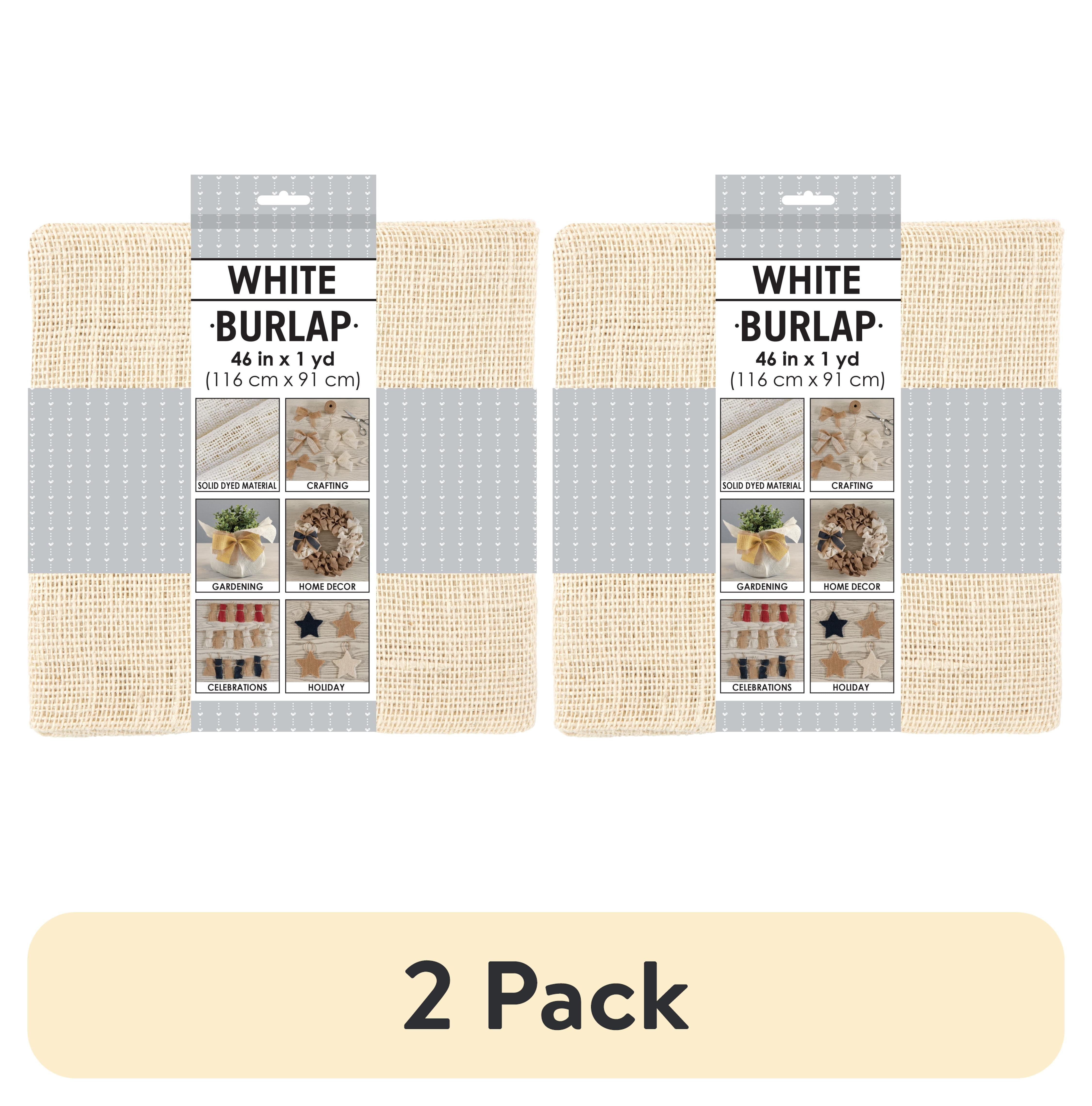 (2 pack) Allen Company Precut Natural Jute Burlap, Finished Edges, 46"W x 1-Yard, White