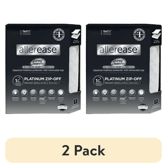 (2 pack) AllerEase Platinum Mattress Cover Protector, Full- ZipOff Top, Waterproof, Allergen