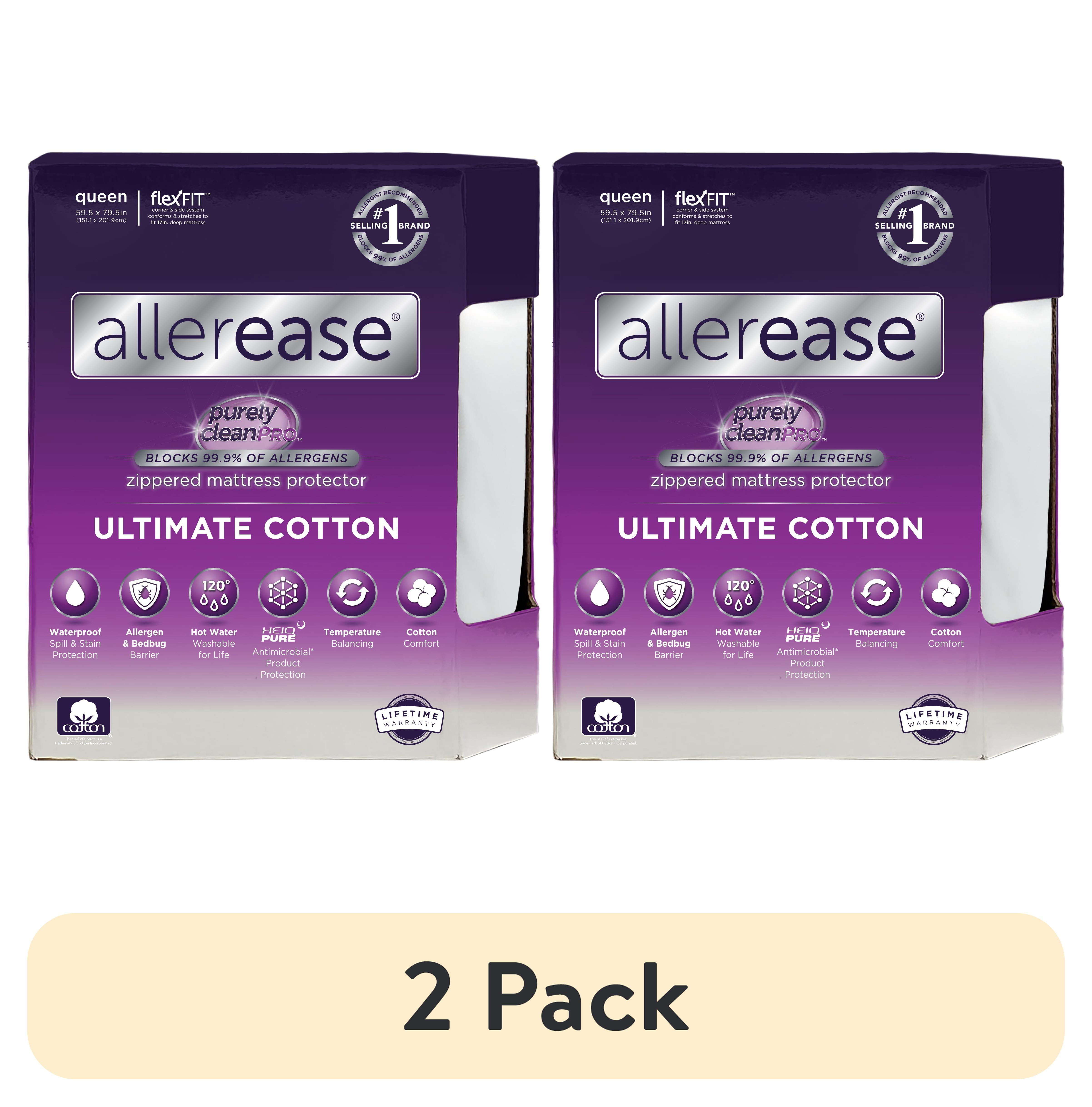 (2 pack) AllerEase Ultimate Cotton Top Mattress Cover Protector, Queen ...