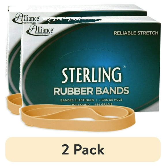 Alliance Rubber 25075 Sterling Rubber Bands Size 107 (7" x 5/8"), 1 lb Box of Approx. 50 Bands, Natural Crepe