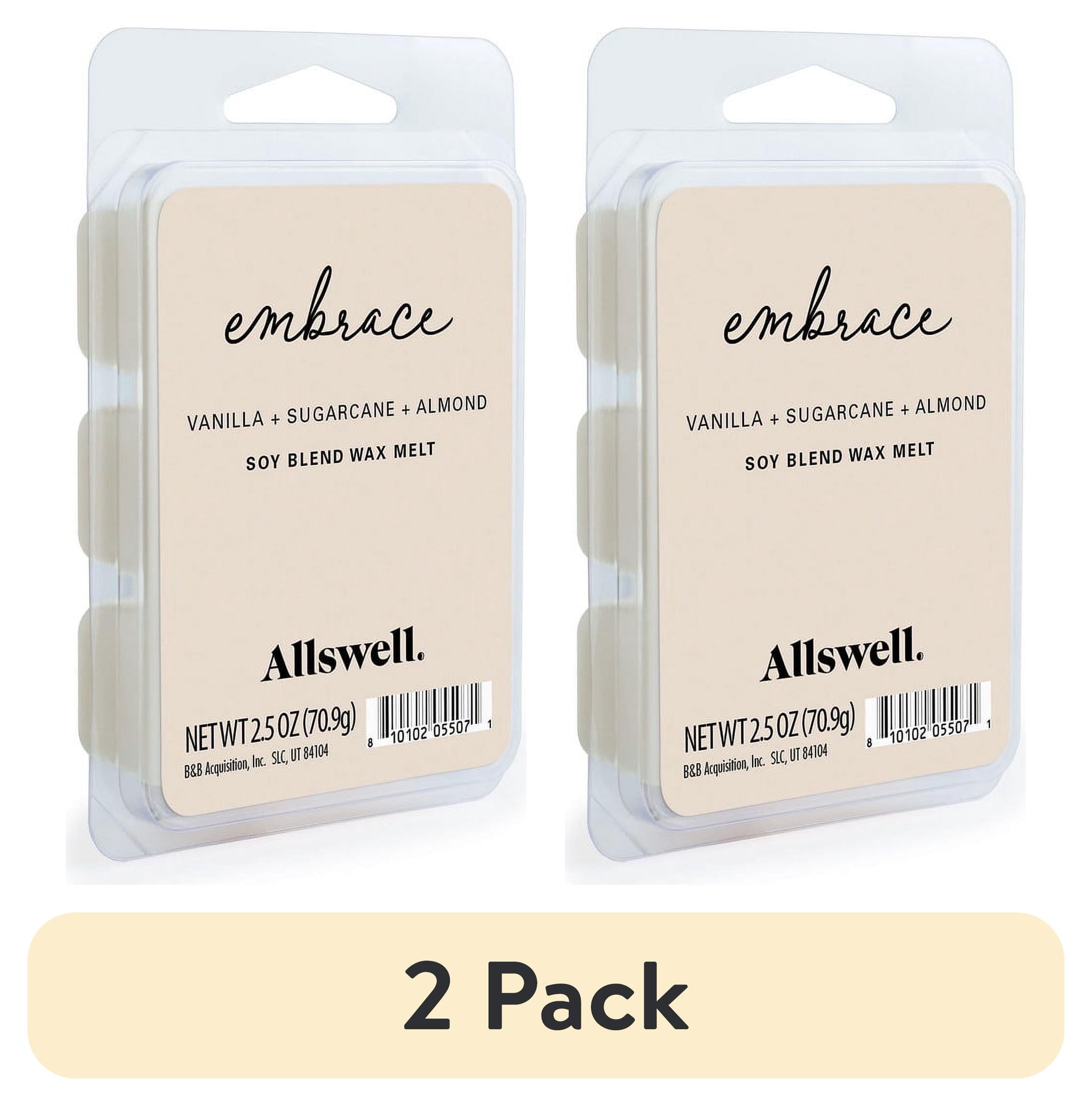 (2 pack) Allswell 6 Cube Wax Melts, Embrace (Vanilla+ Sugar Cane + Almond), 2.5 oz