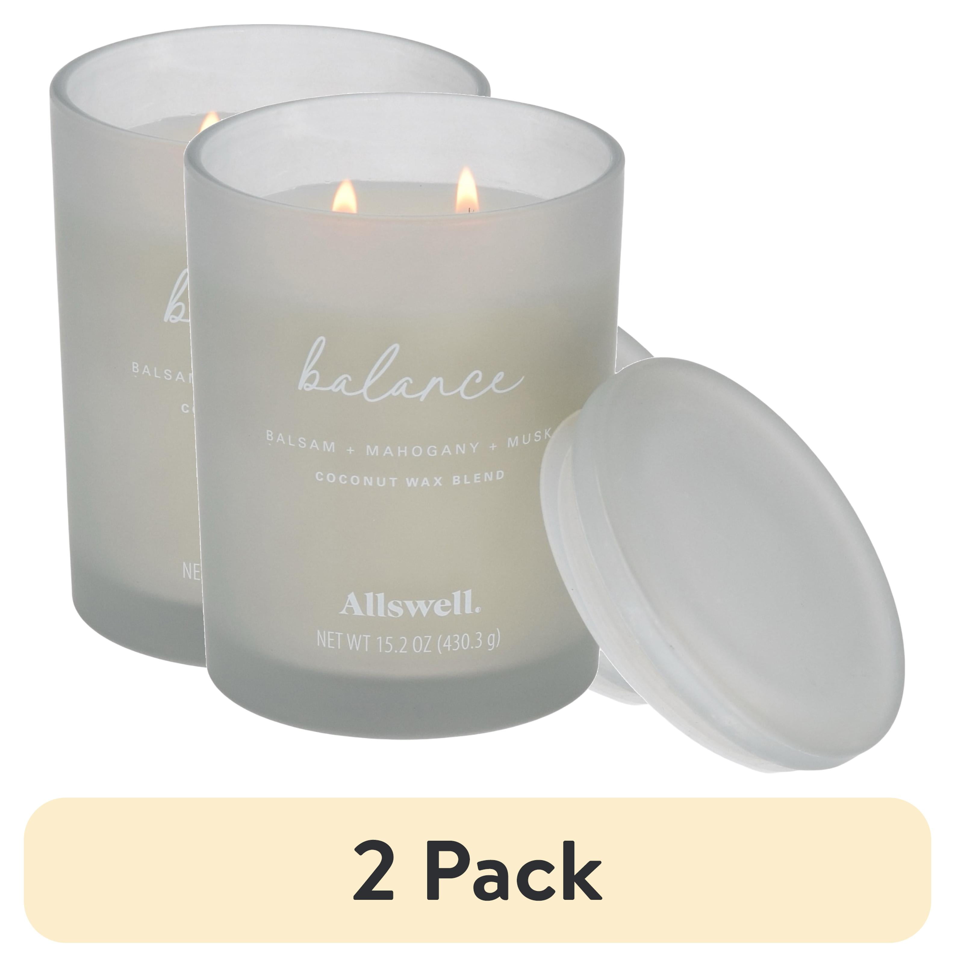 (2 pack) Allswell Balance (Balsam + Mahogany + Musk) Scented 2-Wick Spa Jar Candle 15oz.