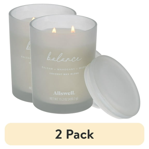 (2 pack) Allswell Balance (Balsam + Mahogany + Musk) Scented 2-Wick Spa Jar Candle 15oz.