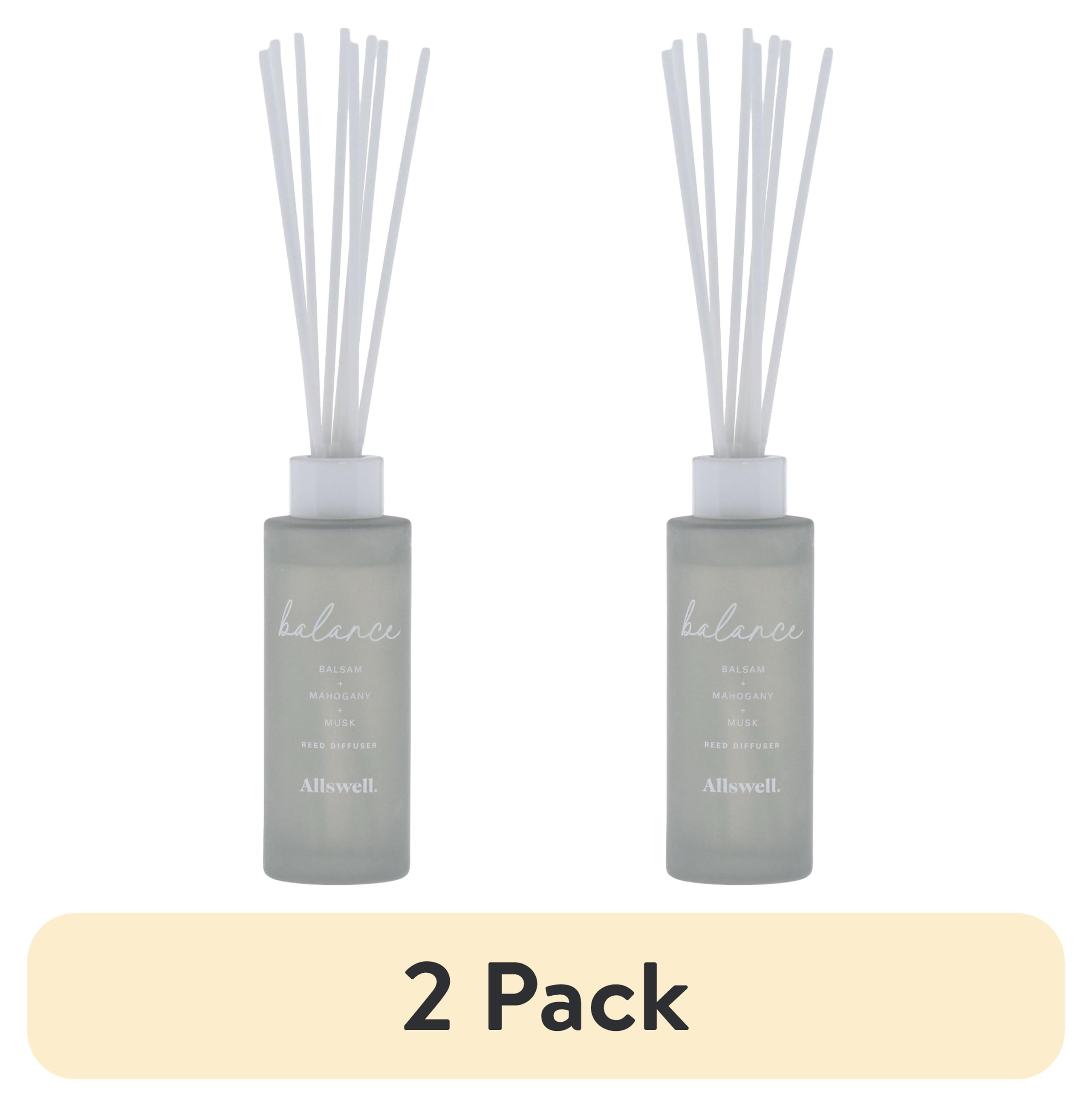 (2 pack) Allswell Balance (Balsam + Mahogany + Musk) Scented Reed Diffuser 3 Fl Oz (90mL) With 8 Synthetic Reeds.