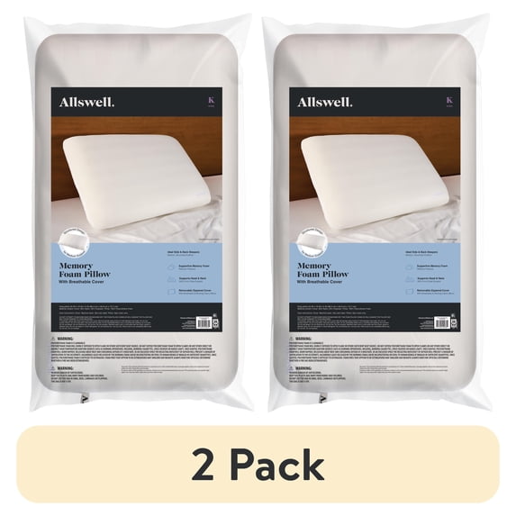 (2 pack) Allswell Memory Foam Pillow, Breathable, Pressure-Relieving Support, King