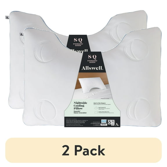 (2 pack) Allswell Nightside Cooling Pillow with Dual Function Fill, Standard/Queen