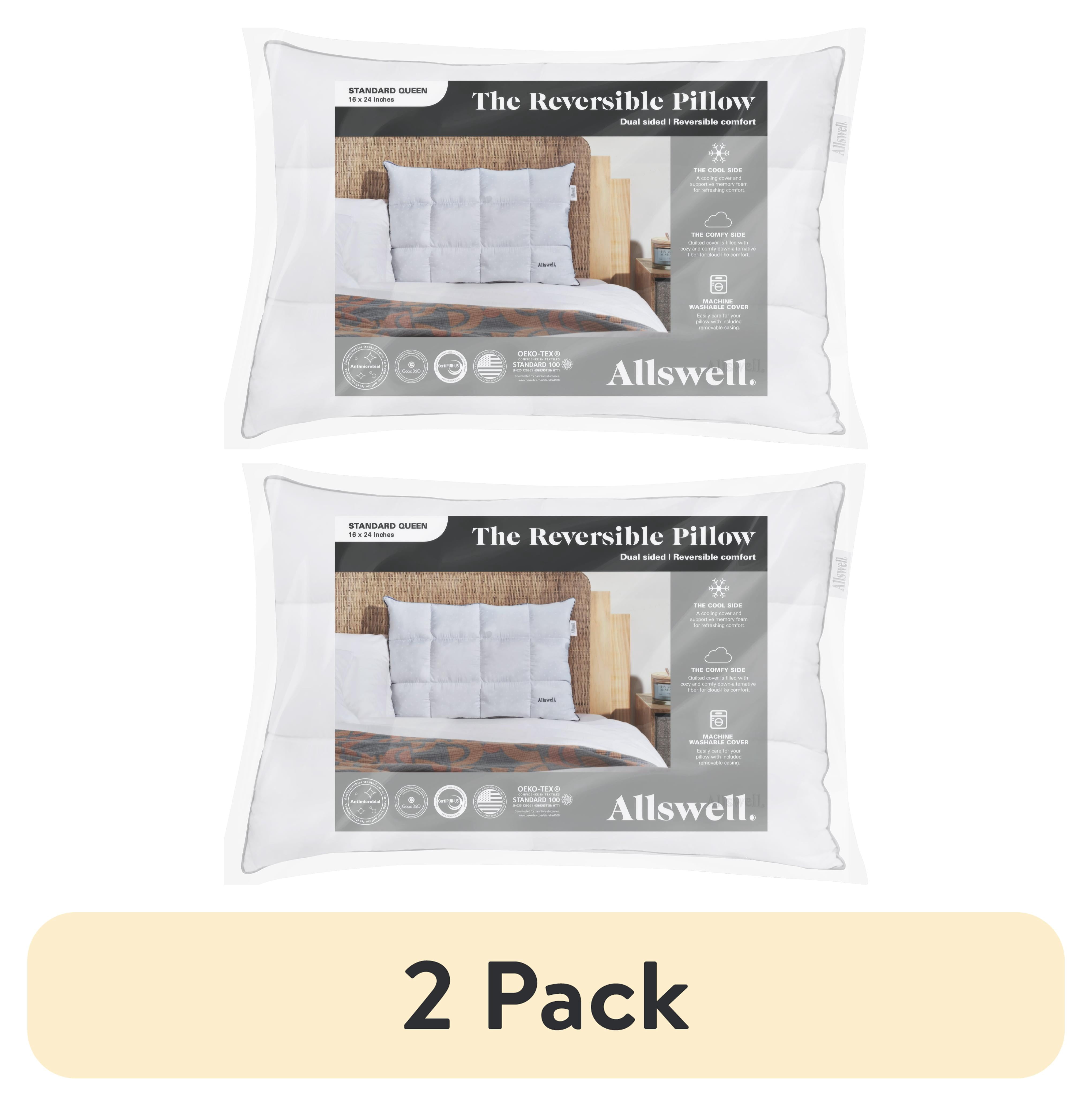 (2 pack) Allswell Reversible Memory Foam Bed Pillow, Standard, 24 in x 16 in