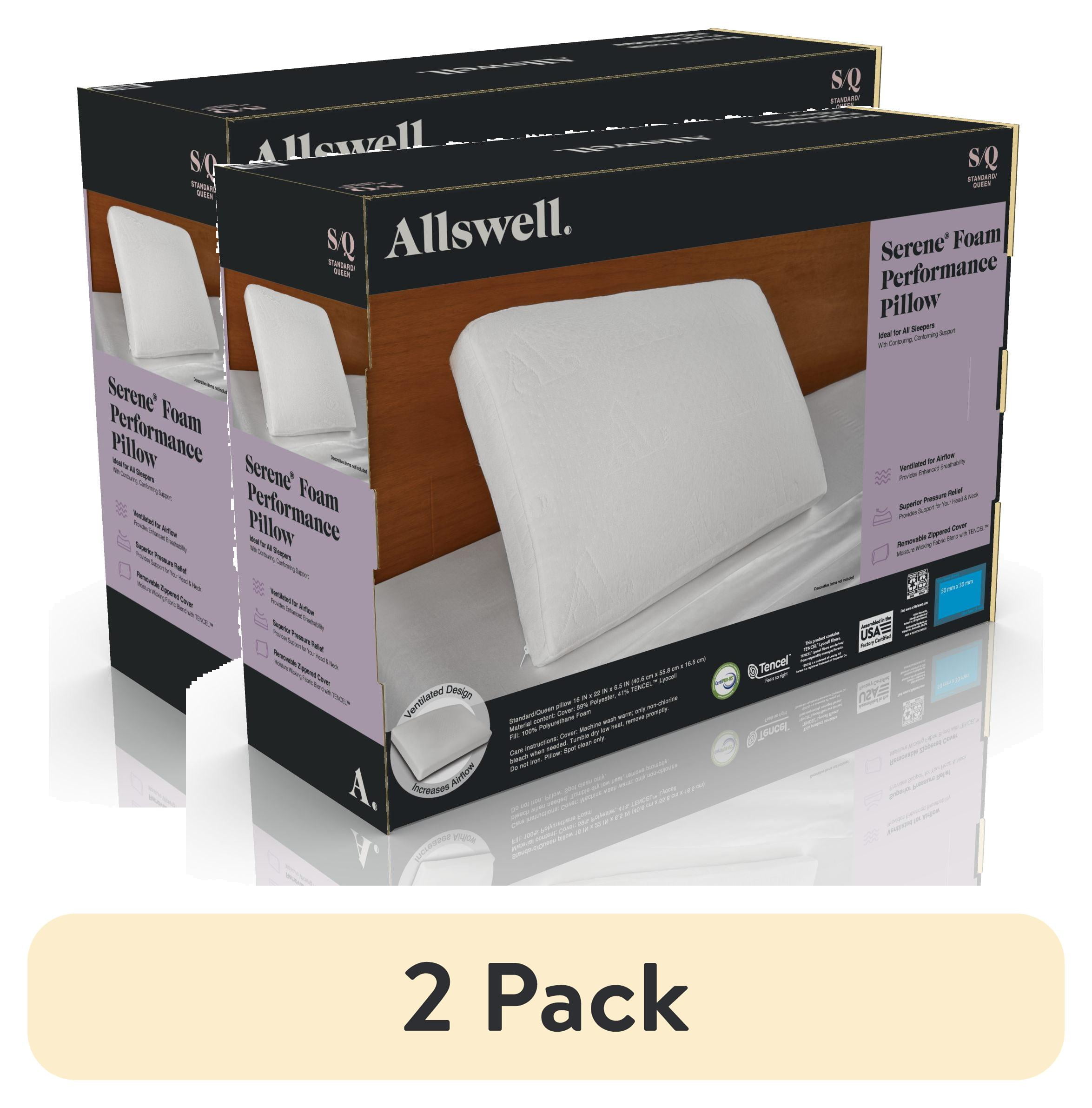 (2 pack) Allswell Serene Foam Bed Pillow with TENCEL Cover, Standard/Queen