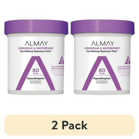 (2 pack) Almay Longwear and Waterproof Eye Makeup Remover Pads, 80 count