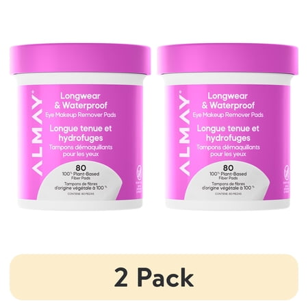 (2 pack) Almay Longwear & Waterproof Eye Makeup Remover Pads, 80 count