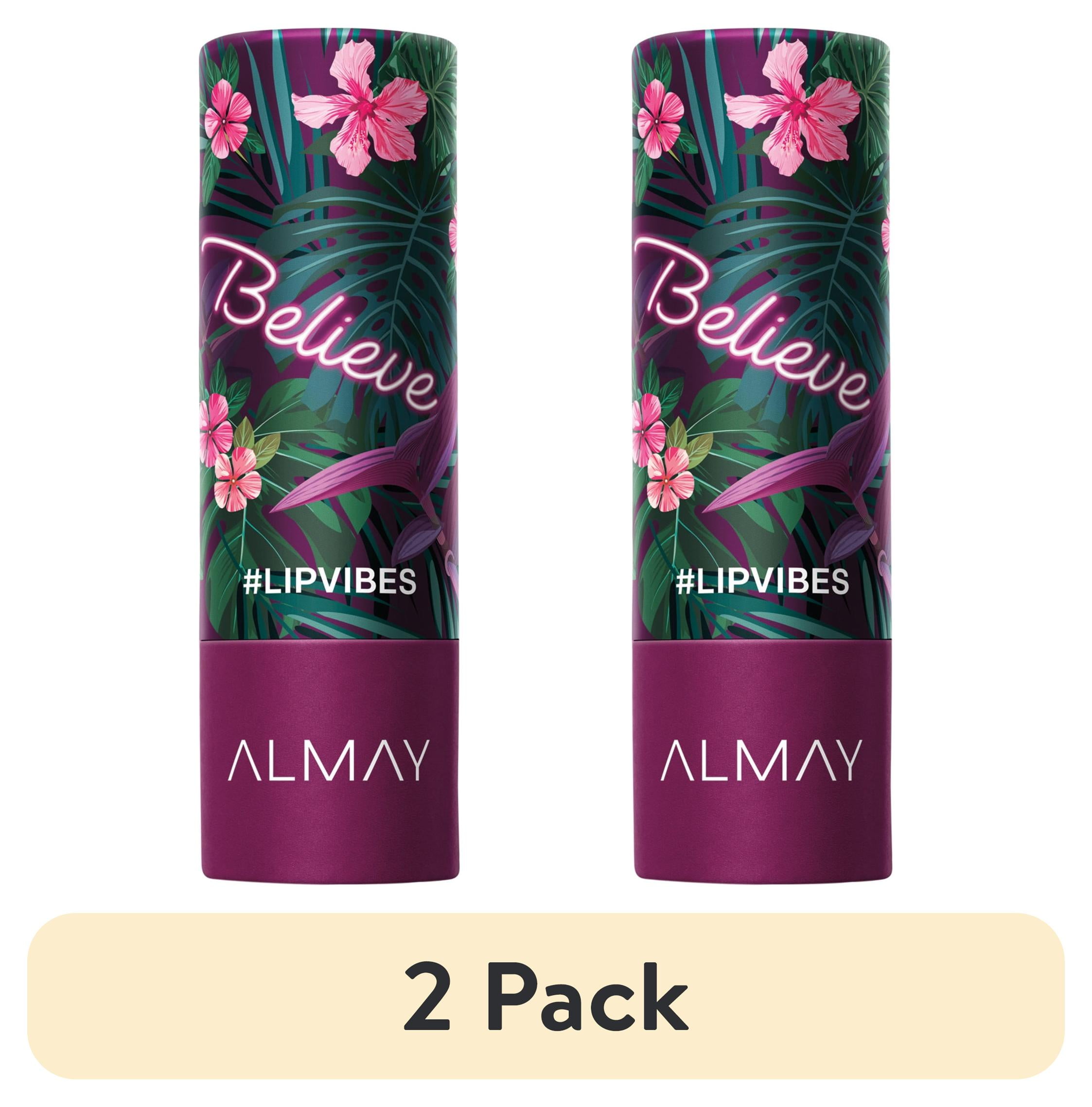 (2 pack) Almay Lip Vibes Hypoallergenic Cream Lipstick with Shea Butter, Believe, 0.14 oz