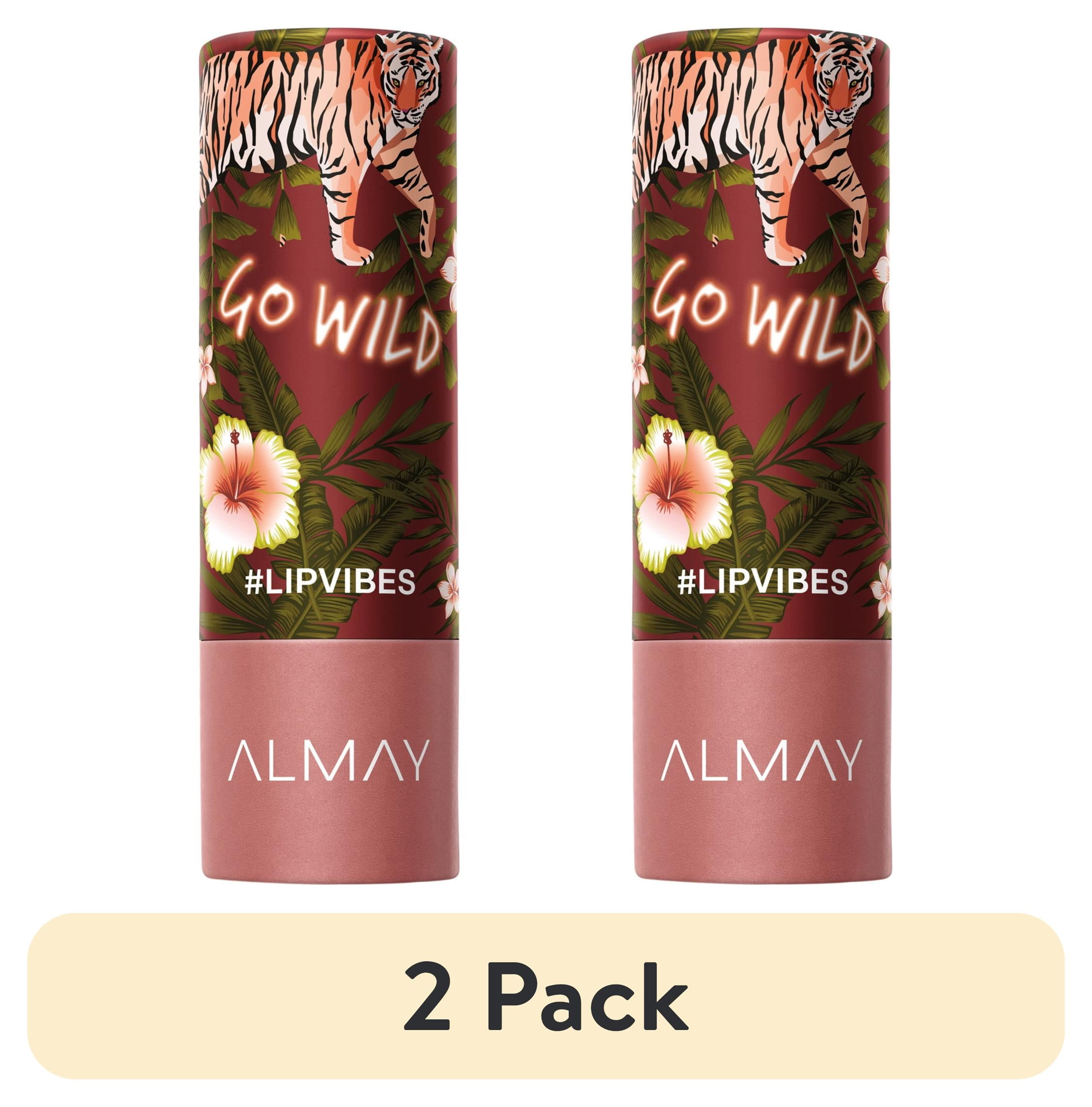 (2 pack) Almay Lip Vibes Hypoallergenic Cream Lipstick with Shea Butter, Go Wild, 0.14 oz