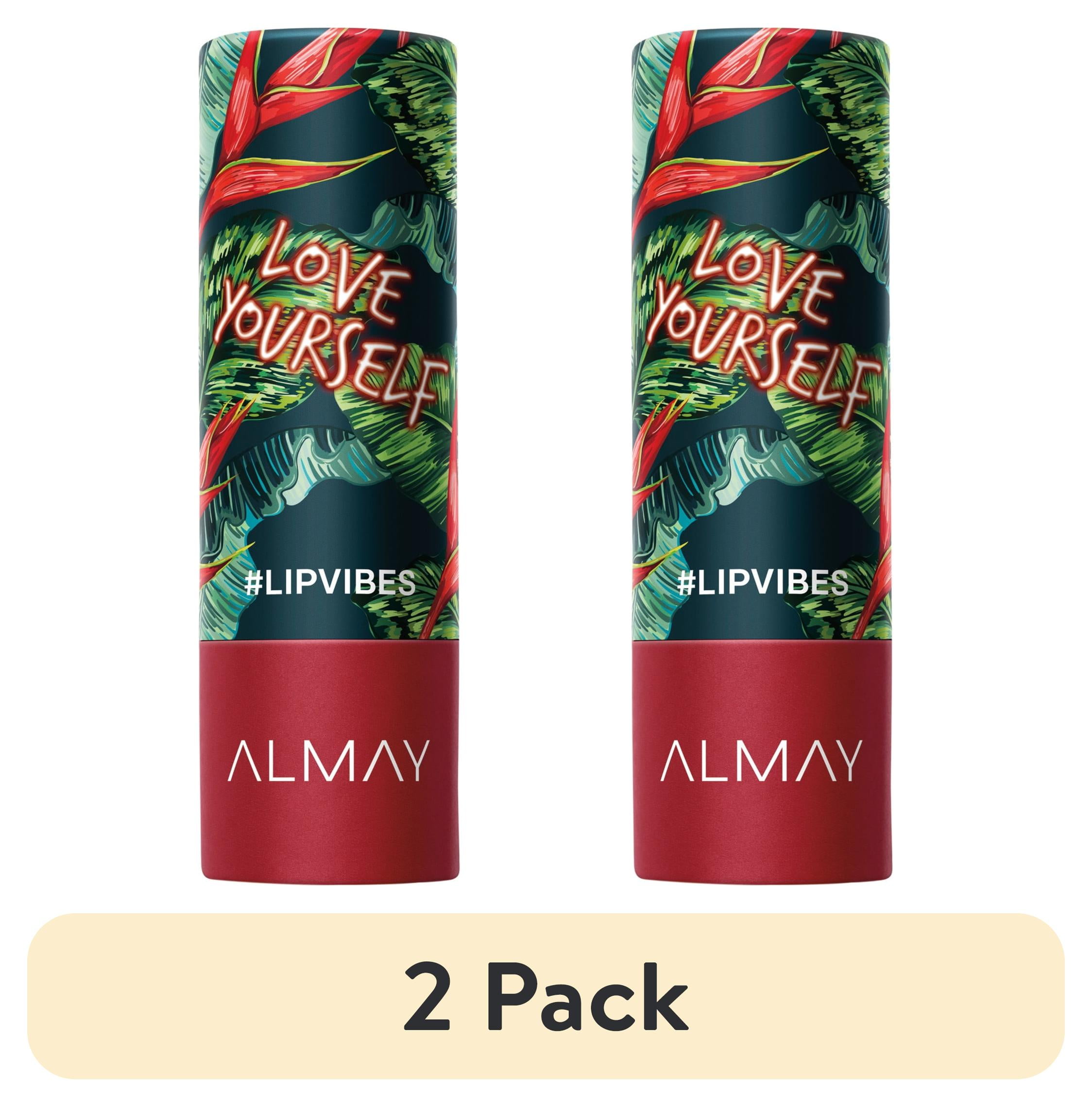 (2 pack) Almay Lip Vibes Hypoallergenic Cream Lipstick with Shea Butter, Love Yourself, 0.14 oz
