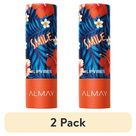 (2 pack) Almay Lip Vibes Hypoallergenic Cream Lipstick with Shea Butter, Smile, 0.14 oz