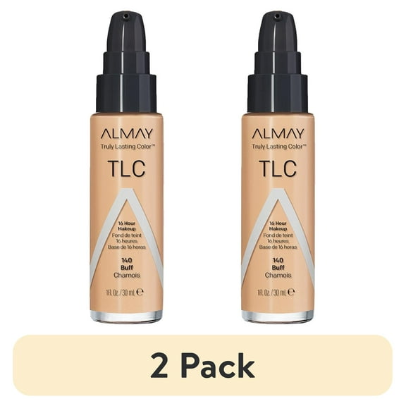 (2 pack) Almay Truly Lasting Color Liquid Foundation Makeup, Longwear Coverage, 140 Buff, 1 fl oz