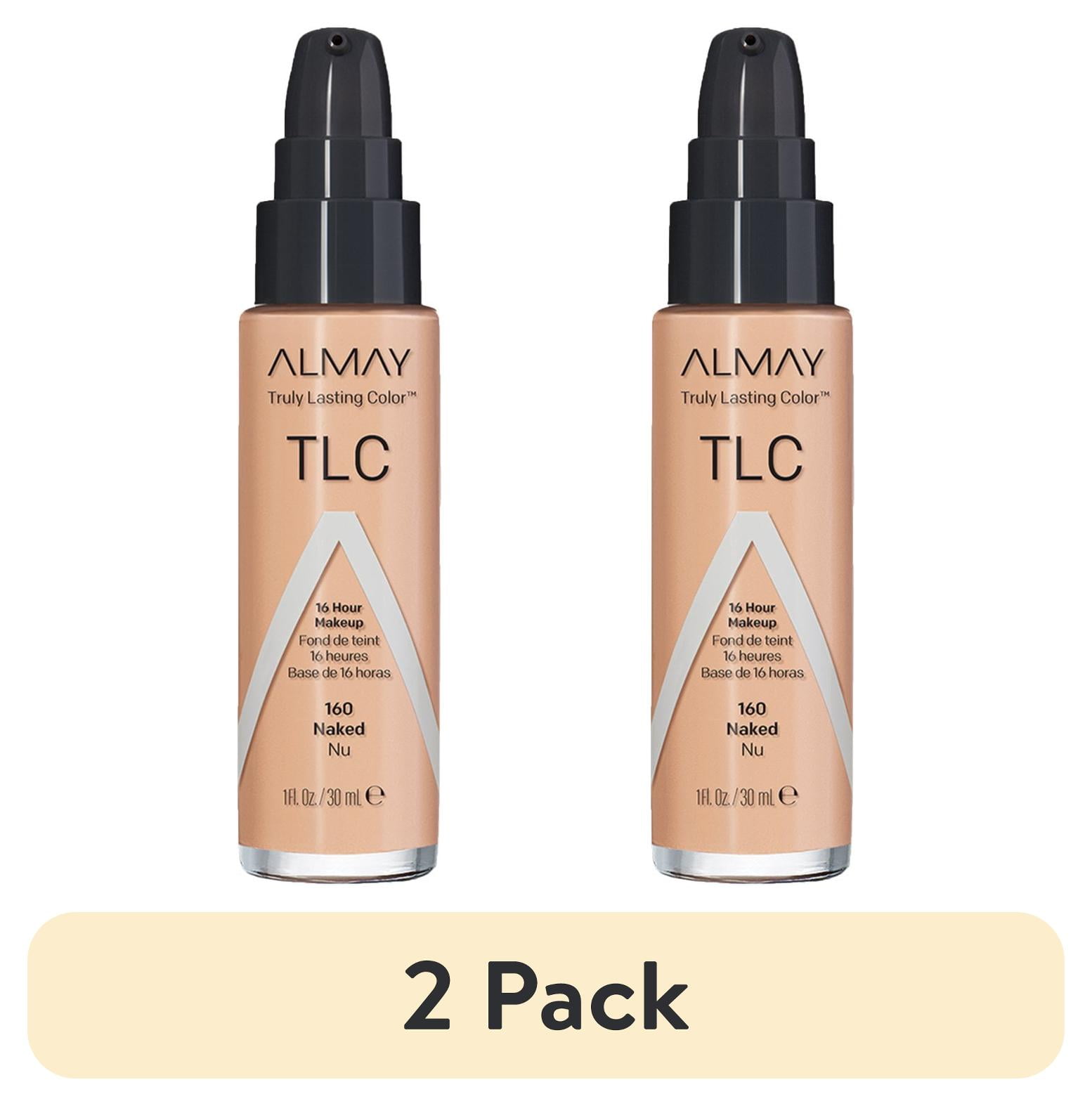 (2 pack) Almay Truly Lasting Color Liquid Foundation Makeup, Longwear Coverage, 160 Naked, 1 fl oz