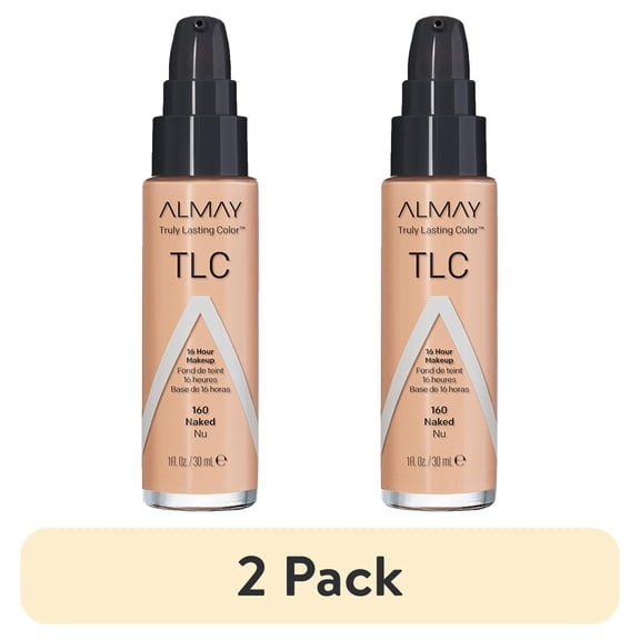 (2 pack) Almay Truly Lasting Color Liquid Foundation Makeup, Longwear Coverage, 160 Naked, 1 fl oz