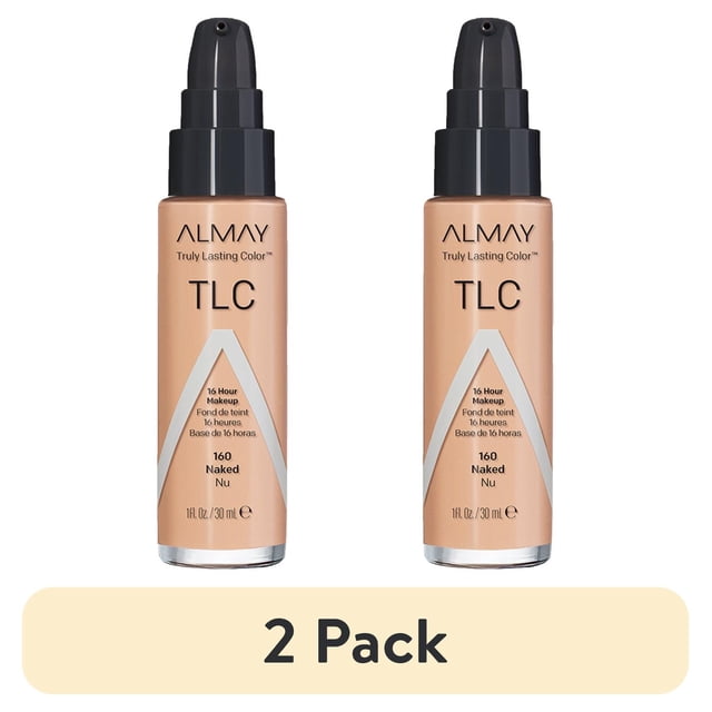 (2 pack) Almay Truly Lasting Color Liquid Foundation Makeup, Longwear Coverage, 160 Naked, 1 fl oz