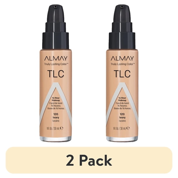 (2 pack) Almay Truly Lasting Color Liquid Foundation Makeup, Longwear Coverage, 120 Ivory, 1 fl oz