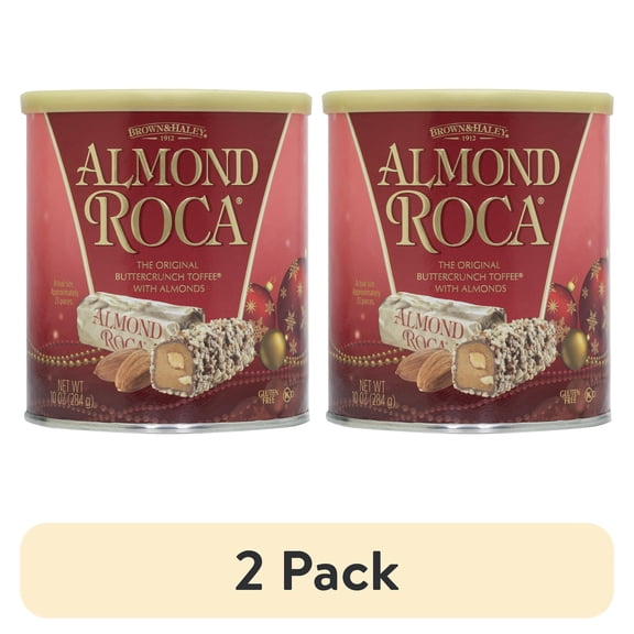 (2 pack) Almond Roca The Original Buttercrunch Toffee with Almonds, 10 oz Canister