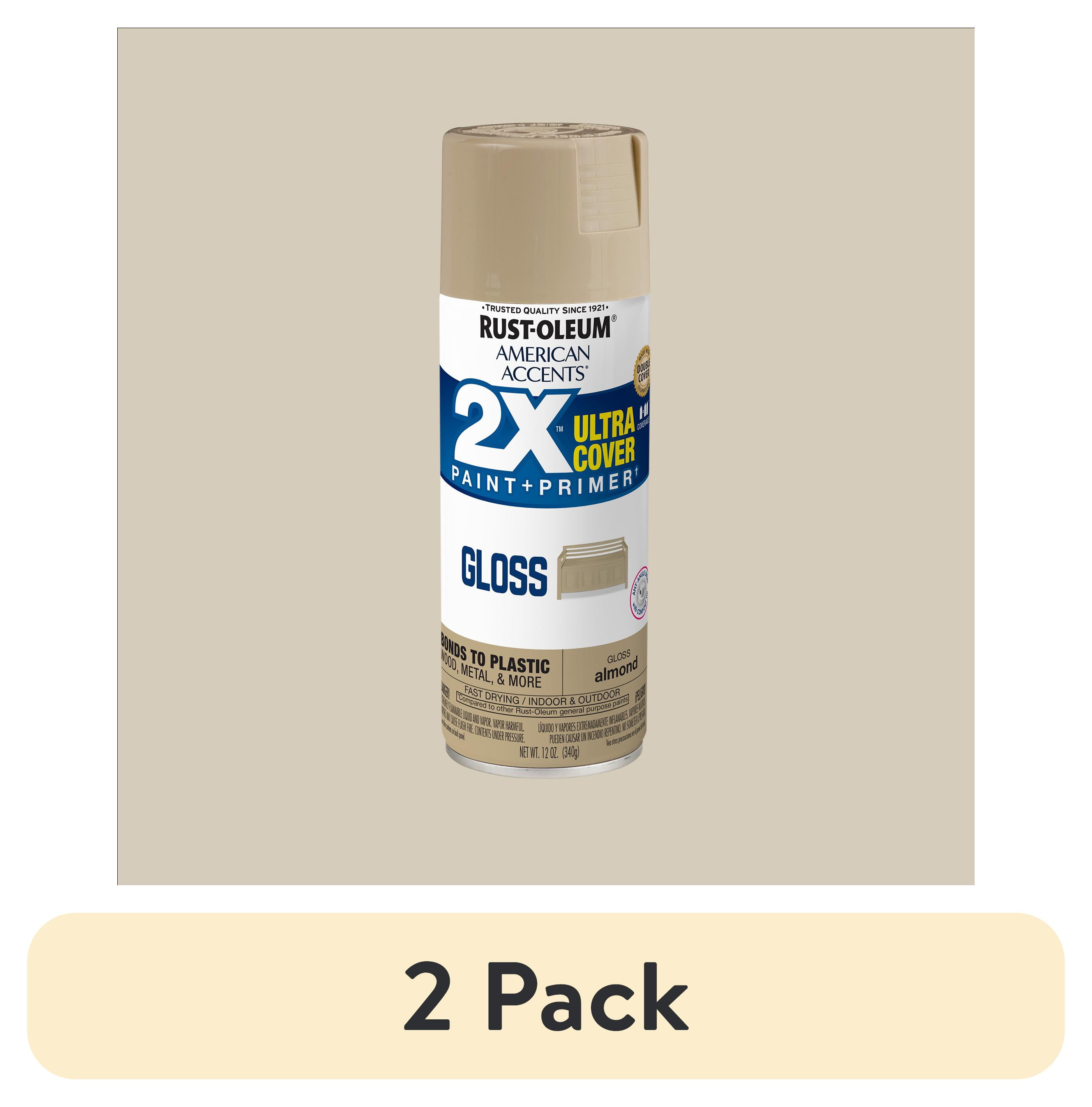 (2 pack) Almond, Rust-Oleum American Accents 2X Ultra Cover Gloss Spray Paint-327891, 12 oz
