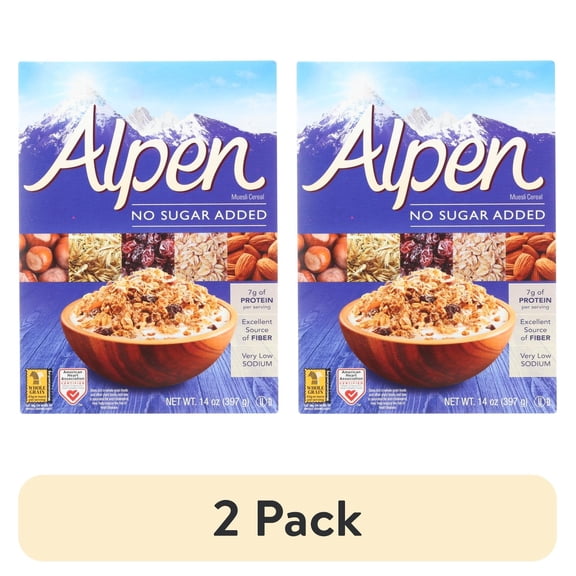 (2 pack) Alpen No Added Sugar Muesli Cereal, 14 Oz