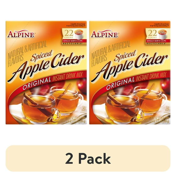 (2 pack) Alpine Spiced Apple Cider Original Instant Drink Mix, 22 Single Serve Cups