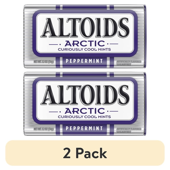 (2 pack) Altoids Arctic Peppermint Sugar Free Breath Mints - 1.2oz Tin