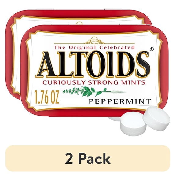 (2 pack) Altoids Classic Peppermint Breath Mints Hard Candy - 1.76 oz Tin