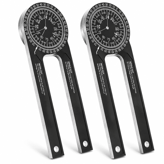 [2-pack] Aluminum Miter Protractor | 7-inch Rust Proof Angle Finder Featuring Precision Engraved Scales (lx-230x2)