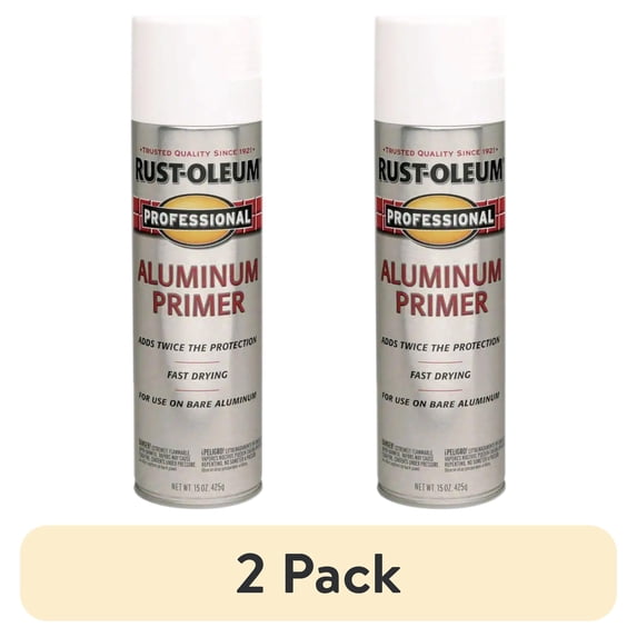 (12 pack) 6 Pack, Aluminum Primer, Rust-Oleum Professional High Performance Flat White Enamel Spray Paint-254170, 15 oz