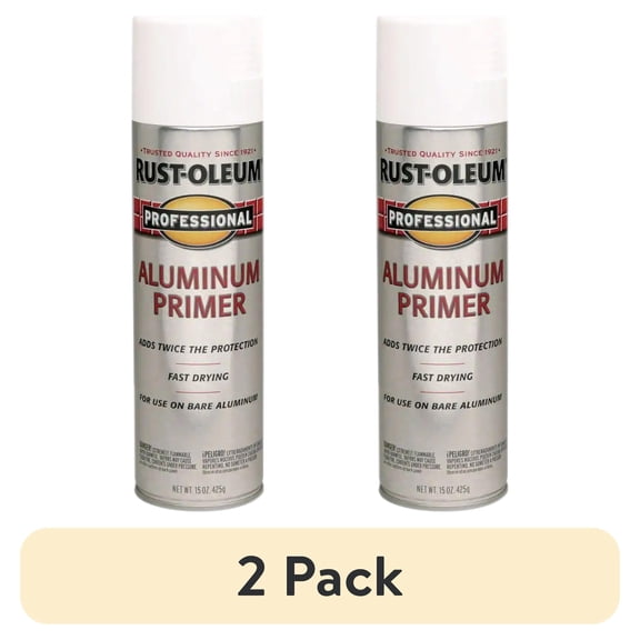 (12 pack) 6 Pack, Aluminum Primer, Rust-Oleum Professional High Performance Flat White Enamel Spray Paint-254170, 15 oz