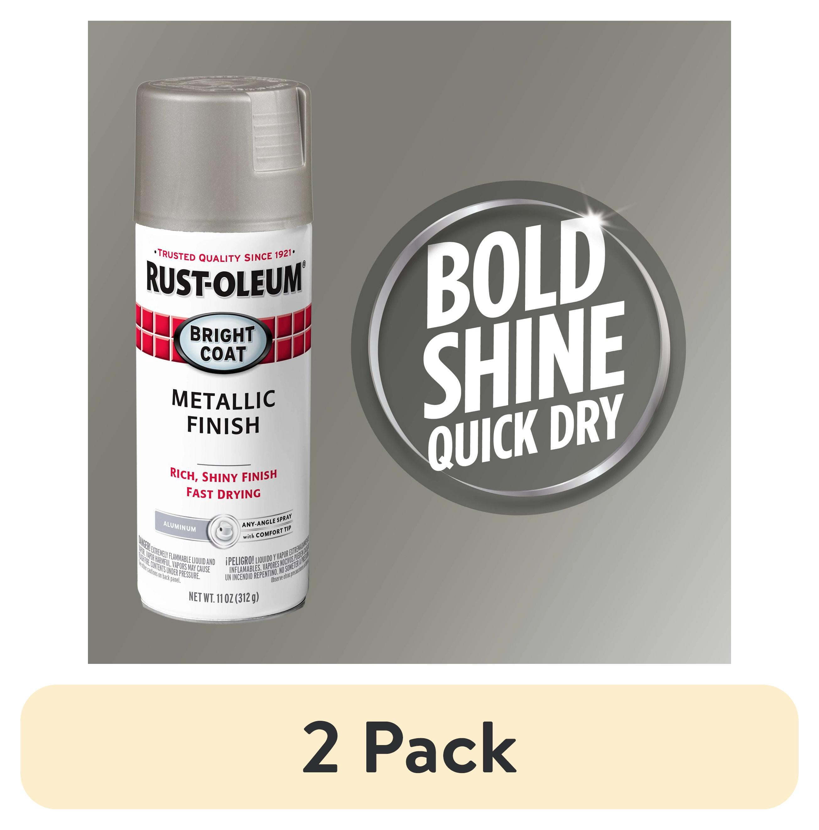 (2 pack) Aluminum, Rust-Oleum Stops Rust Bright Coat Metallic Spray Paint-7715830, 11 oz